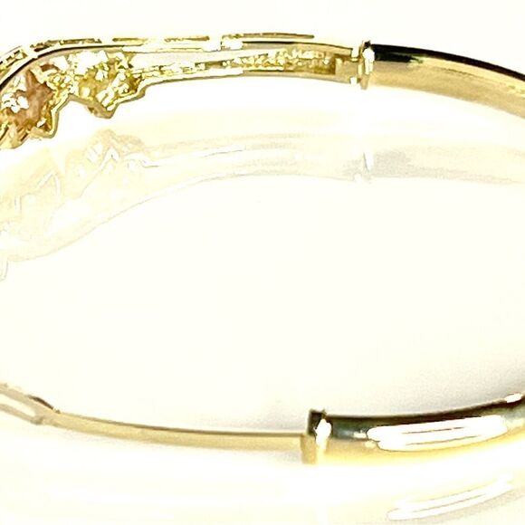 14k Tri-color Plumeria Hinged Bangle - Picture 9 of 14